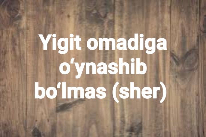 Yigit omadiga o‘ynashib bo‘lmas (sher)